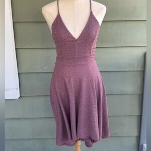 Elegant Mauve Lace backed dress w Sparkling Gold  Sprinkles